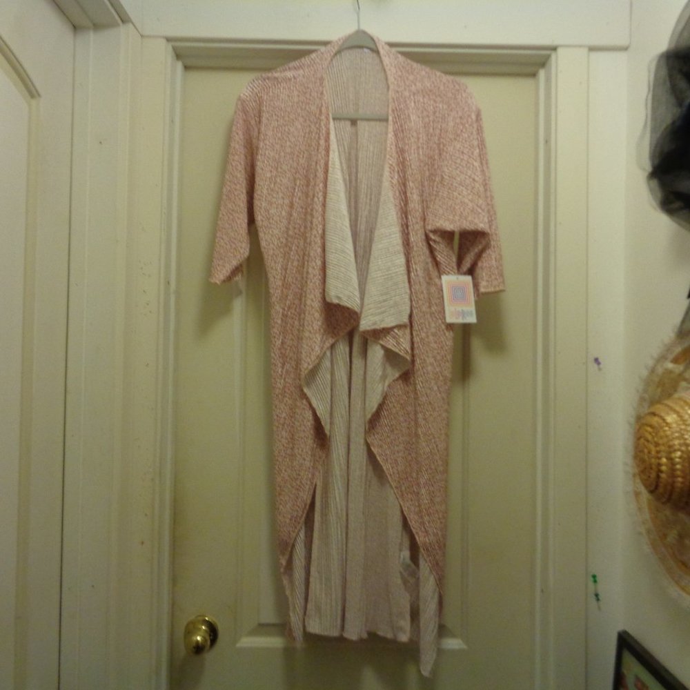 NWT LULU ROE  DRAPED TINY PLEATS SALMON & WHITE DESIGNS LOOSE LONG JACKET S